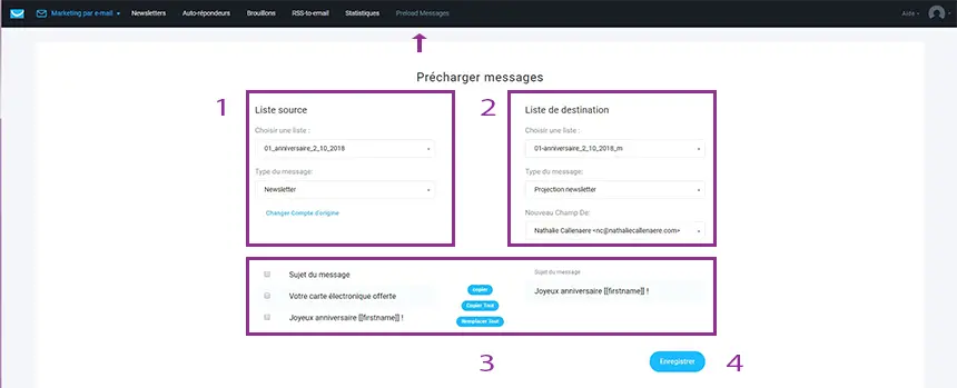 preload messages Getresponse