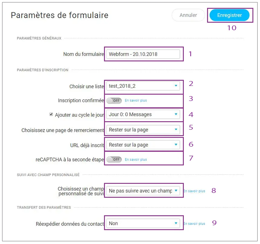 formulaires Getresponse