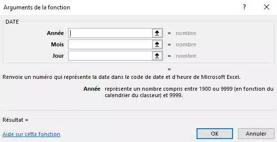 arguments dans excel