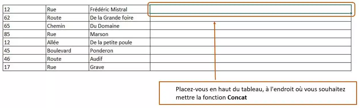 fonction concat concatener dans excel