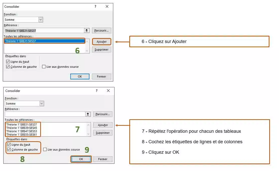 consolider des tableaux dans excel dans excel