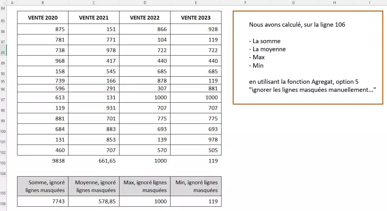 tuto fonction agregat excel