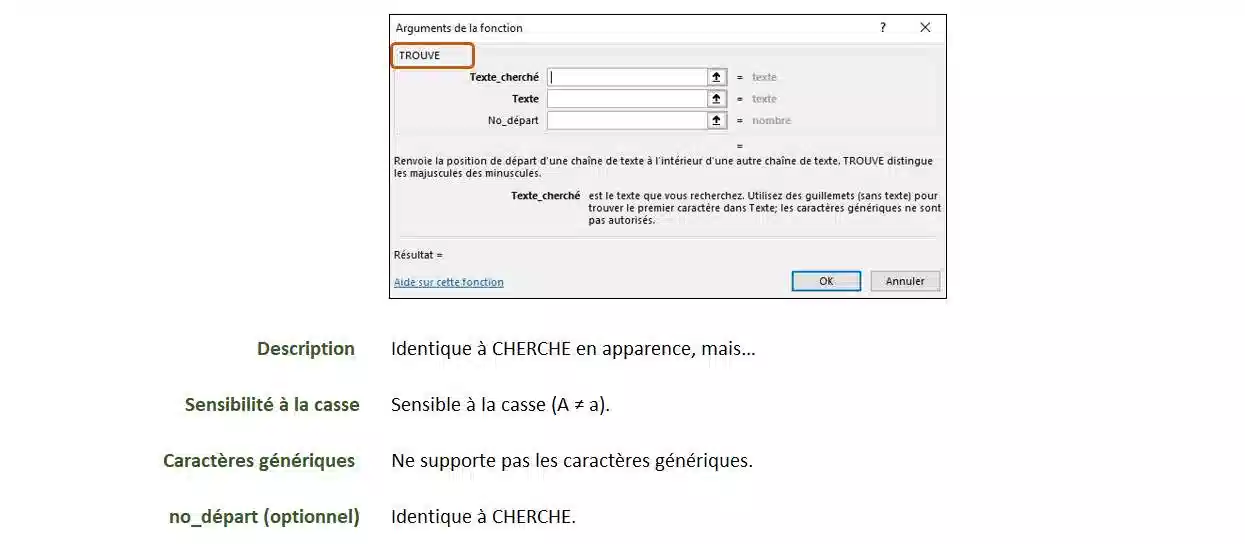 fonction chercher et fonction trouve dans excel