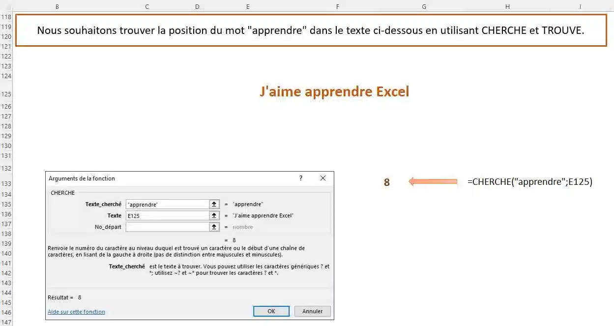 fonction chercher et fonction trouve dans excel