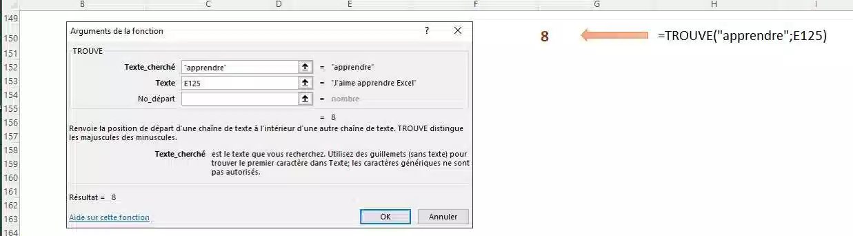 fonction chercher et fonction trouve dans excel