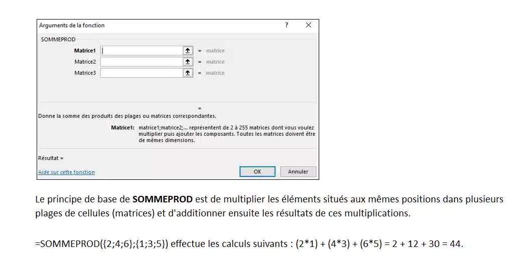 fonction sommeprod excel