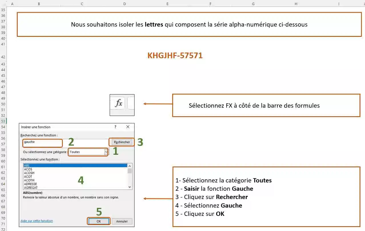 fonction de texte dans excel