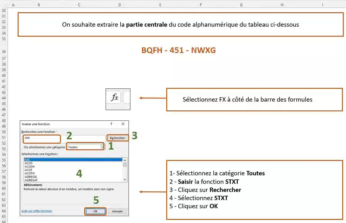fonction de texte dans excel