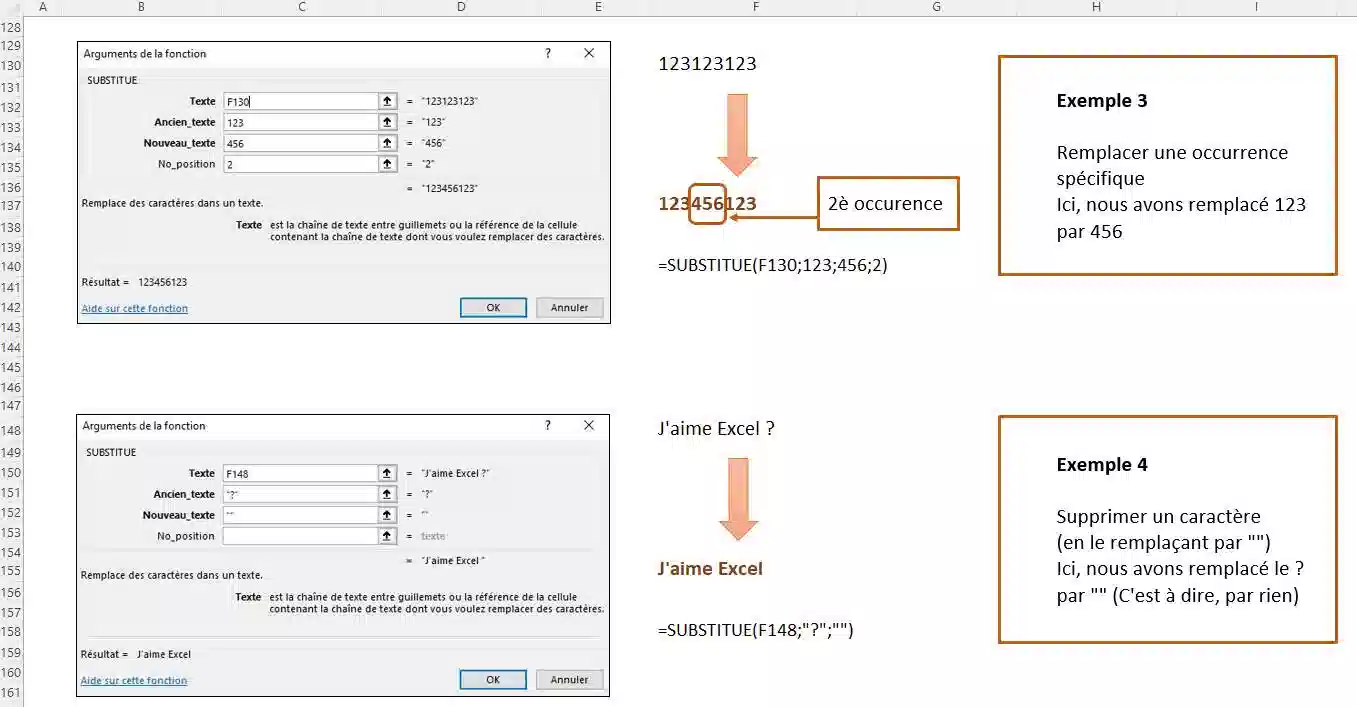 fonction de texte dans excel