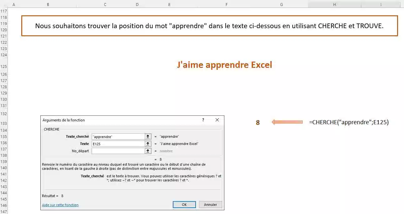 fonction de texte dans excel