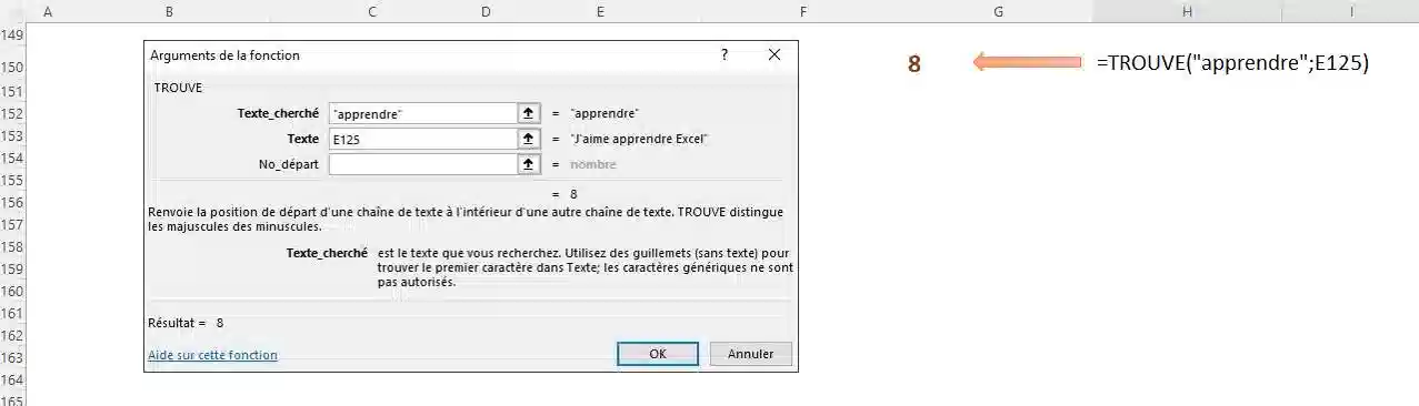 fonction de texte dans excel
