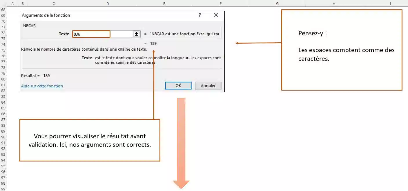 fonction de texte dans excel