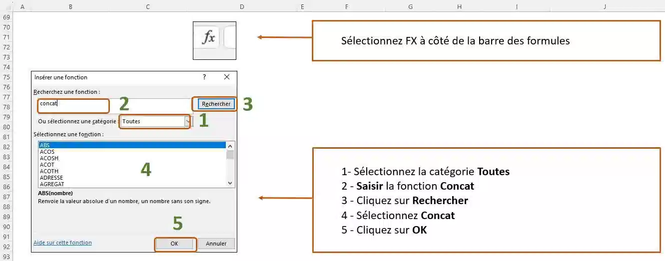 fonction de texte dans excel