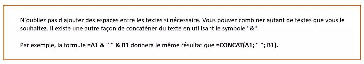 fonction de texte dans excel