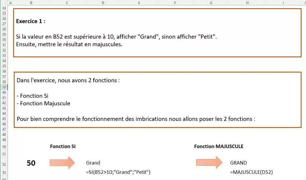 Fonctions imbriquées excel