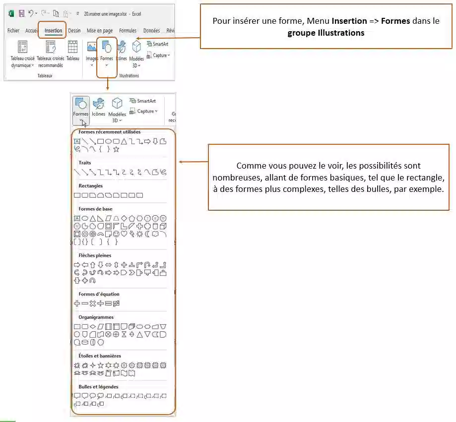 Insertion et modification images excel