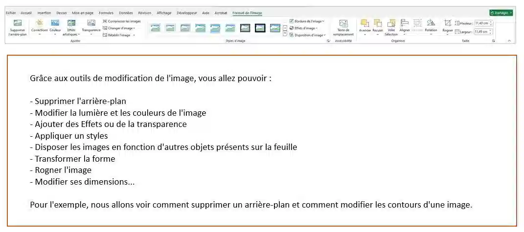 Insertion et modification images excel