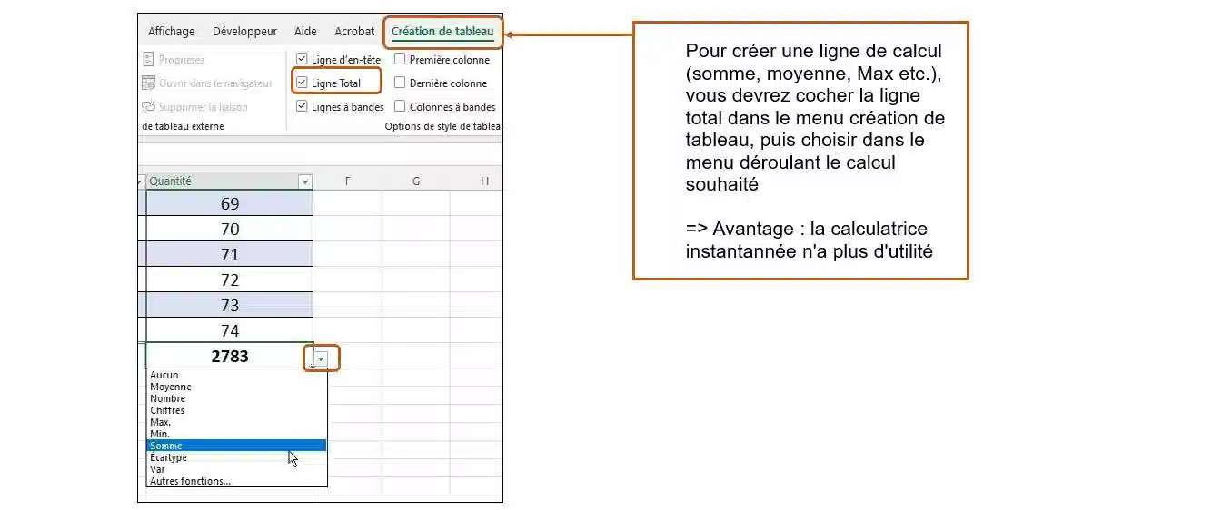 mode tableau et bdd excel