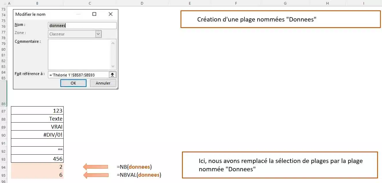 fonctions nb et nbval excel