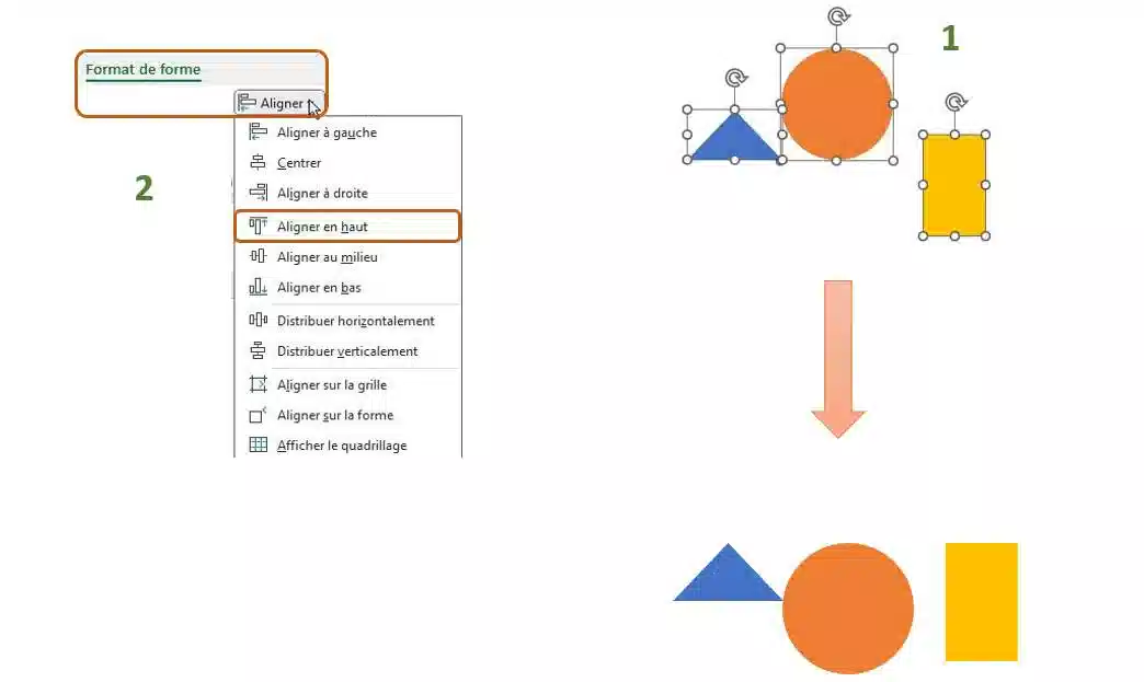 outils organisation et alignement excel