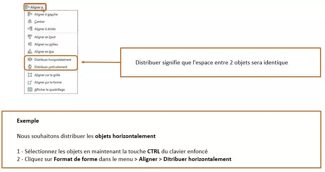 outils organisation et alignement excel