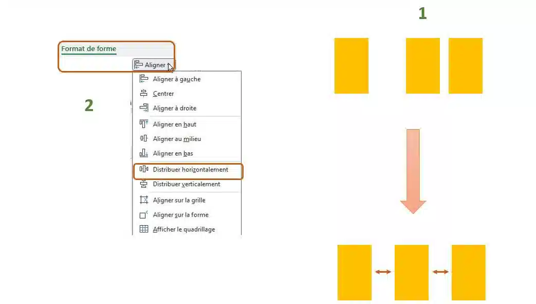 outils organisation et alignement excel