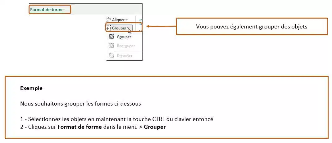outils organisation et alignement excel