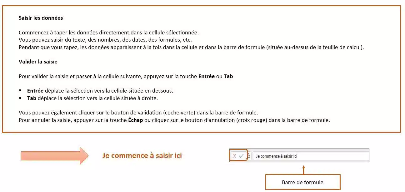 saisies de donnees dans excel