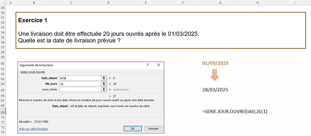 fonction serie.jour.ouvre dans excel