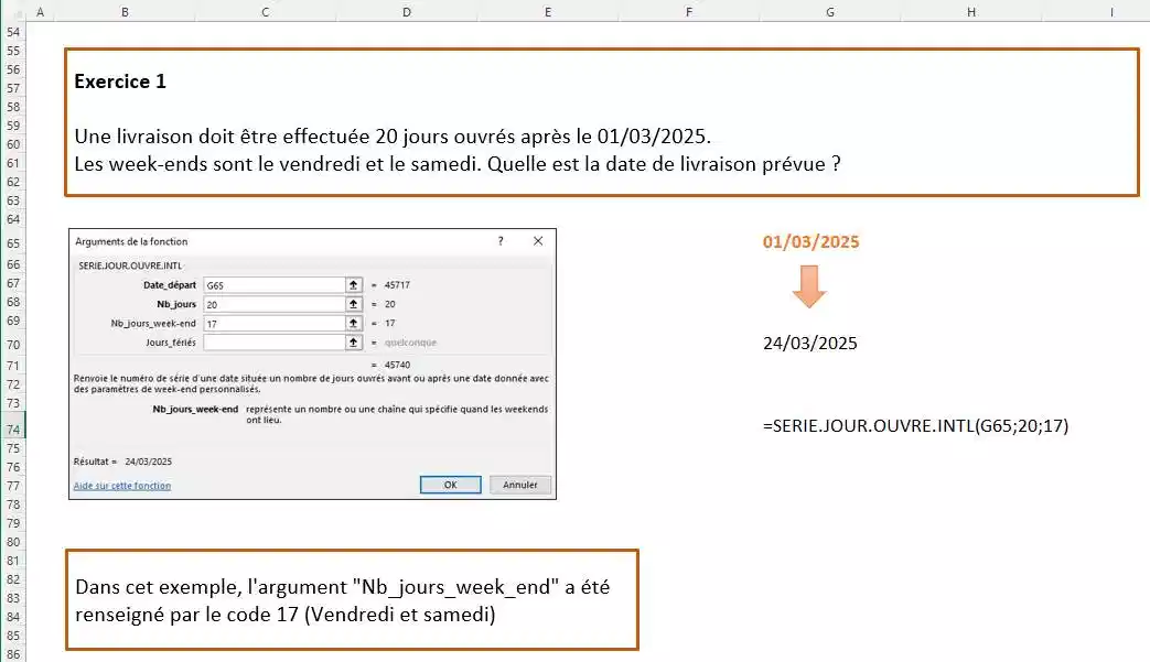 fonction serie.jour.ouvre dans excel