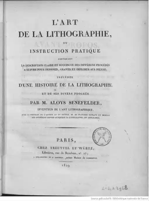 instructions lithographie senefelder bnf gallica